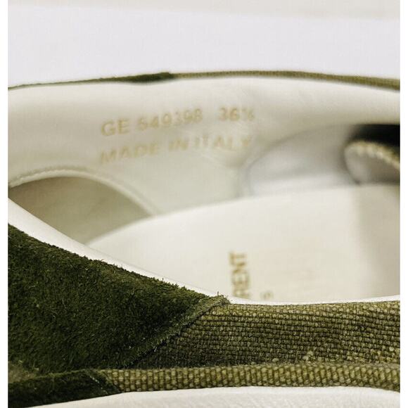 SAINT LAURENT Olive Distressed Canvas Court Logo Embroidered SL/06 Sneakers 36.5 - Picture 12 of 12